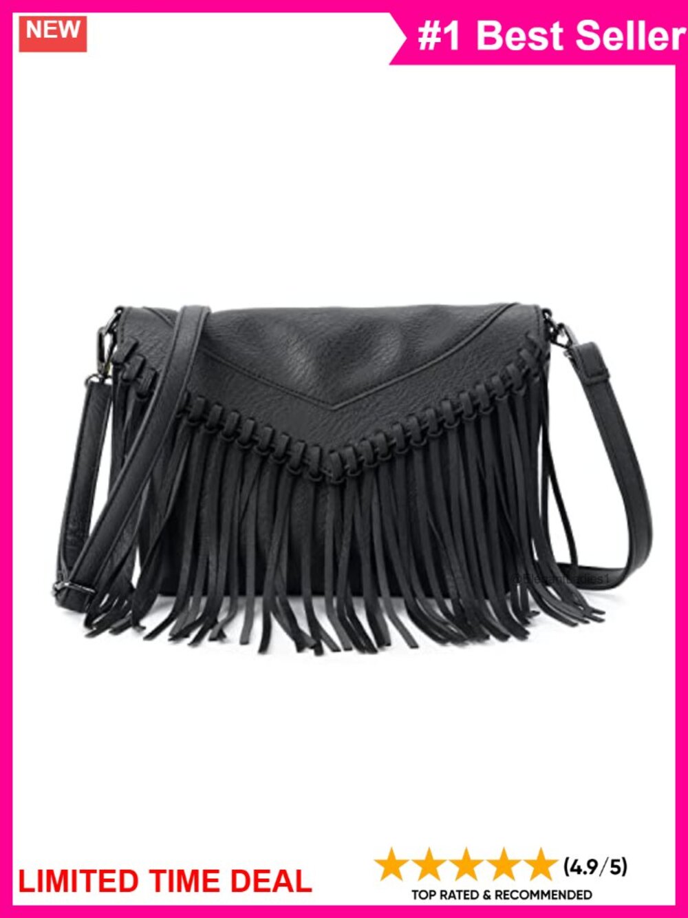 Faux Leather Fringe Crossbody Purse Tassel Shoulder Bag